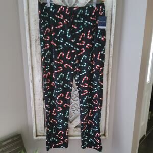 Preswick & Moore Men's Large Silky Fleece Sleep Pants Candy Cane Christmas Print